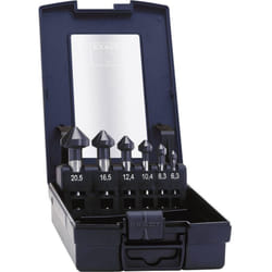 51157 Kit svasatori conici 6 parti 6.3 mm, 8.3 mm, 10.4 mm, 12.4 mm, 16.5 mm, 20.5 mm hss TiAIN Alberino cilindri - Exact