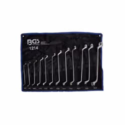 Serie 12 chiavi poligonali doppie curve, in custodia avvolgibile - Composizione: 6-7, 8-9, 10-11, 12-13, 14-15, 16-17, 18-19, ...