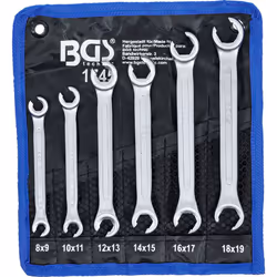 Set 6 pezzi chiavi per raccordi esagonali - Per viti tubi freni; - Misure contenute nel kit: 8x9, 10x11, 12x13, 14x15, 16x17, ...