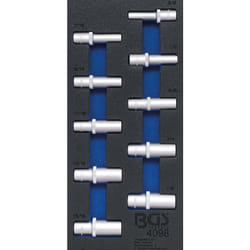 Bgs Technic - Modulo per carrelli portautensili 1/3: serie di bussole esagonali dimensioni in pollici profonde 10 pz.