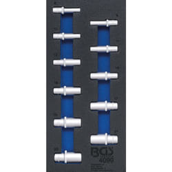 Bgs Technic - Modulo per carrelli portautensili 1/3: serie di bussole esagonali dimensioni in pollici profonde 11 pz.