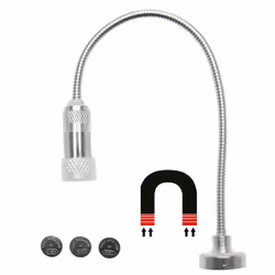 Piede magnetico Ø 23 mm Versatilità di impiego Collo d'oca flessibile 200 mm Batterie incluse Imballaggio adatto per essere a ...