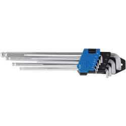 Bgs Technic - Serie di chiavi ad angolo extra lunghe + extra corte esagono interno con testa sferica 1,5 - 10 mm 9 pz.