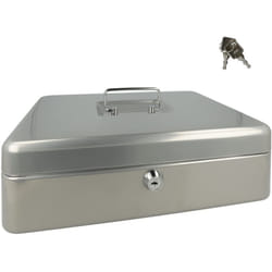 Westcott - Cassetta portavalori con serratura (grande, 30 cm) argento Cassetta con serratura in lamiera d'acciaio con 2 chiavi Inserto rimovibile per