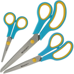 Westcott - Easy Grip Scissors 3 pezzi Turchese Set di 3 forbici universali con impugnatura confortevole Lama in acciaio inox extra affilata e
