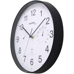 Techno Line - Technoline Orologio da Parete Radio Nero, 30 cm, Fuso orario Europa