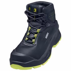 Uvex 3, Maschio, Adulto, Scarpe antinfortunistiche, Nero, Giallo, EN, ESD, SRC, Chiusura con lacci