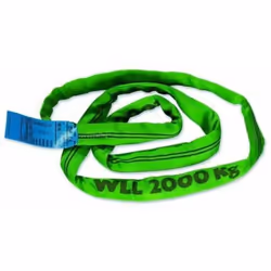 Imbracatura rotonda con una portata di 2000 kg, 1 m con 0,5 m di lunghezza utile. Guaina semplice in 100% poliestere. Con nuc ...