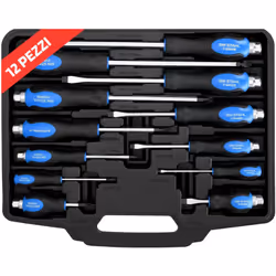 Cacciavite Set. Completo con lama. 12 pezzi. Con testa impatto. . Multiuso, sia a casa che in auto. Adatto per automobili, mo ...