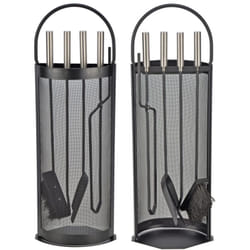Set di Attrezzi per Camino 5 pz Nero 23x14,5x66 cm HI
