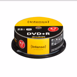 Intenso DVD+R 4.7GB, 16x, DVD+R, 120 mm, Scatola per torte, 25 pz, 4,7 GB