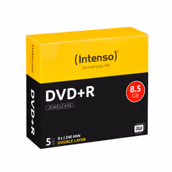 Intenso DVD+R 8.5GB, DL, 8x, DVD+R DL, 120 mm, Custodia Jewel, 5 pz, 8,5 GB