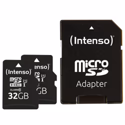 Intenso Doppelpack microSDHC 32GB UHS-I Premium inkl. SD-Adapter - High Capacity SD (MicroSDHC), 32 GB, MicroSDHC, Classe 10, ...