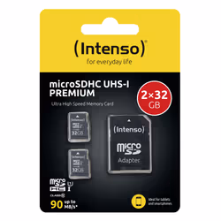 Intenso Doppelpack microSDHC 32GB UHS-I Premium inkl. SD-Adapter - High Capacity SD (MicroSDHC) Classe 10