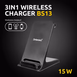 Intenso BS13 Cuffie, Smartphone, Orologio intelligente Nero USB Carica wireless Ricarica rapida Interno