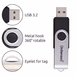 Intenso USB 32 GB OFFICE LINE 3.2 Gen1 Silver-Black unità flash USB USB tipo A 3.2 Gen 1 (3.1 Gen 1) Nero, Argento - Vista aggiuntiva 2
