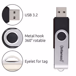 Intenso USB 256GB OFFICE LINE 3.2 Gen1 Silver-Black unità flash USB USB tipo A 3.2 Gen 1 (3.1 Gen 1) Nero, Argento - Vista aggiuntiva 2