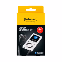 Intenso Lettore MP3 Video Scooter BT 64 GB – Bluetooth 5.0, display LCD da 1,8", USB-C, lettore di schede microSD, autonomia 18 ore, lettore musicale e video, bianco - Vista aggiuntiva 2