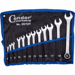 Serie 12 chiavi combinate CONDOR CARATTERISTICHE: Gamma: 6-22 mm Misure contenute: 6, 7, 8, 10, 11, 12, 13, 14, 15, 17, 19, 2 ...