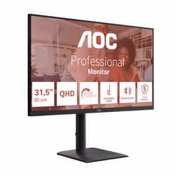 AOC E4 Q32E4U Monitor PC 80 cm (31.5") 2560 x 1440 Pixel Quad HD LED Nero - Vista aggiuntiva 5