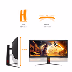 AOC G4 Gaming Monitor PC 86,4 cm (34") 3440 x 1440 Pixel Nero, Rosso - Vista aggiuntiva 4