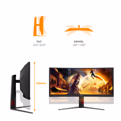 AOC G4 34'' CU34G4CA Monitor PC 86,4 cm (34") 3440 x 1440 Pixel Nero, Rosso - Vista aggiuntiva 4