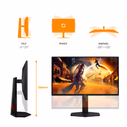 AOC G4 25G4ZR Monitor 24,5 pollici Full HD IPS 260 Hz 1 ms Nero, Rosso - Vista aggiuntiva 4