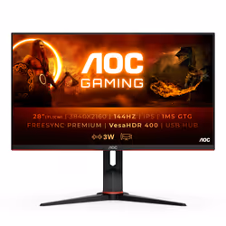 AOC G2 U28G2XU/BK, 71,1 cm (28"), 3840 x 2160 Pixel, 4K Ultra HD, LED, 1 ms, Nero, Rosso