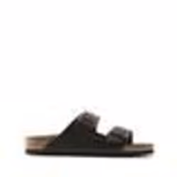 Sandalo unisex Birkenstock Arizona in pelle nubuck marrone.