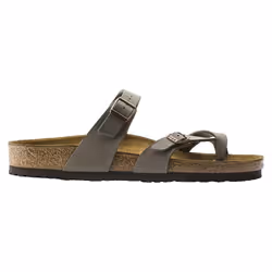 Sandalo classico BIRKENSTOCK a due cinturini in pelle nubuck oliata, comodo e senza tempo.