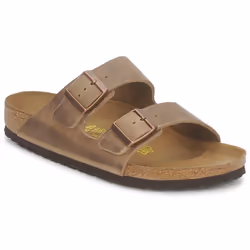 Sandalo unisex Birkenstock Arizona in pelle scamosciata marrone.