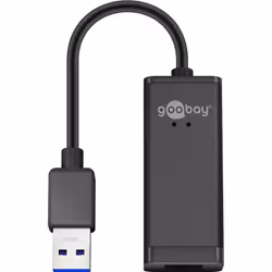 Goobay 39038, Cablato, USB, Ethernet, 1000 Mbit/s, Nero
