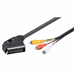 Goobay 50365, 3 m, SCART (21-pin), 3 x RCA, Maschio, Maschio, Ad angolo