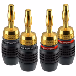 ClickTronic 52546, Banana plug, Nero, Oro, Maschio, Dritto, Acrilonitrile butadiene stirene (ABS), Cloruro di polivinile (PVC ...