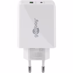 Goobay 61674 Caricabatterie per dispositivi mobili Cuffie, Telefono cellulare, Smartphone Bianco AC Ricarica rapida Interno