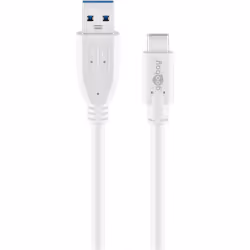 Goobay 67188, 1 m, USB C, USB A, USB 3.2 Gen 1 (3.1 Gen 1), 5 Gbit/s, Bianco