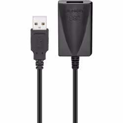 Goobay 68876, 5 m, USB A, USB A, USB 2.0, Maschio/Femmina, Nero