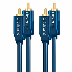 ClickTronic 10m Stereo Audio, 2 x RCA, Maschio, 2 x RCA, Maschio, 10 m, Blu, Oro