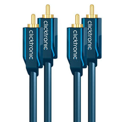 ClickTronic 10m Stereo Audio cavo audio 2 x RCA Blu, Oro