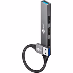 Goobay 74456, USB 2.0 Type-A, USB 2.0 Type-A, USB 3.2 Gen 1 (3.1 Gen 1) Type-A, 5000 Mbit/s, Grigio chiaro, 0,1 m, Scatola da ...