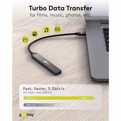 Goobay 74459 hub di interfaccia USB tipo-C 5000 Mbit/s Grigio chiaro - Vista aggiuntiva 5