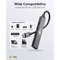 Goobay 74459 hub di interfaccia USB tipo-C 5000 Mbit/s Grigio chiaro - Vista aggiuntiva 6