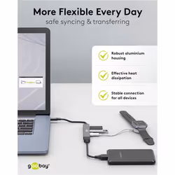 Goobay 74459 hub di interfaccia USB tipo-C 5000 Mbit/s Grigio chiaro - Vista aggiuntiva 7