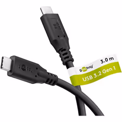 Goobay 74729, 3 m, USB C, USB C, USB 3.2 Gen 1 (3.1 Gen 1), 5 Gbit/s, Nero