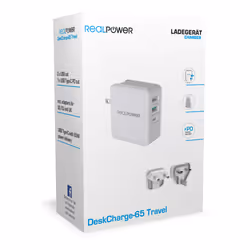 RealPower DeskCharge-65 Travel Universale Grigio AC Interno