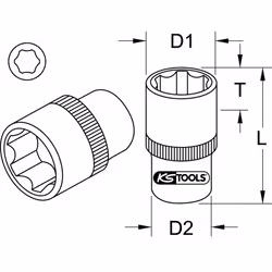 KS Tools 911.1223 bussola e set di bussole Presa elettrica