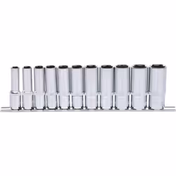 KS Tools 918.0611, Set di bussole, 3/8", 11 testina/e, Acciaio al cromo vanadio, DIN 3120, ISO 1174, DIN 3124, ISO 2725, 750 ...