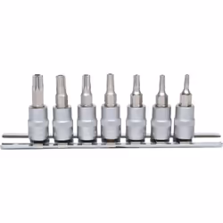 KS Tools 911.1460, Set di bussole, 1/4", 7 testina/e, Acciaio al cromo vanadio, DIN 3120, ISO 1174, 160 g