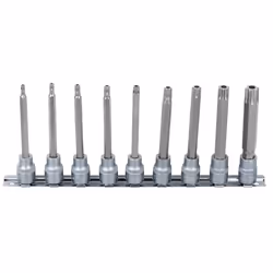 KS Tools 911.3980, Set di bussole, 3/8", 9 testina/e, Acciaio al cromo vanadio, DIN 3120, ISO 1174, 650 g