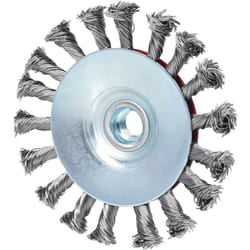 Spazzola a disco in filo d'acciaio inox ritorto c.calotta bombata 0,5mm,Ø115mm